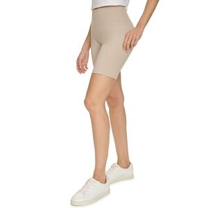 DKNY NWT Womens Shorts Size‎ XS Cream Bike Pull-on Fitted Silhouette 7" Inseam
